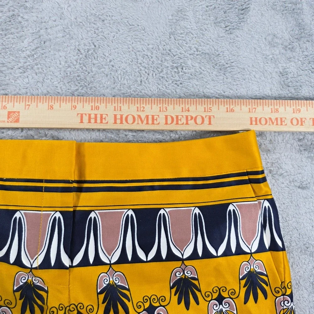 J.Crew City Fit Lisbon Scroll Ornate Print Cotton Stretch Shorts Yellow 8 Womens
